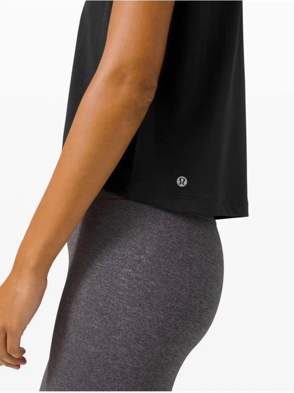 Lululemon Train to Be Black Cropped Mesh Tee